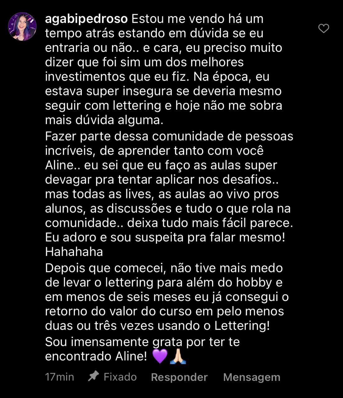 Depoimento de aluna 1